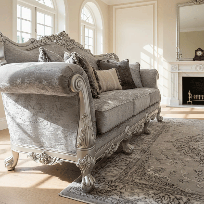 مبل کلاسیک نقره ای